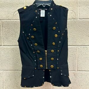 Love culture women’s zip up vest. Embellished w/ real swarovski crystals.